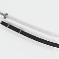 Traditional Long Sword Weapon with Silver Blade and Black Scabbard 3d model