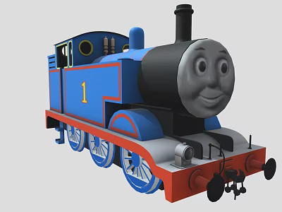 Thomas the Tank Engine with Blue Body Red Base Black Chimney and Smiling Face 3d model