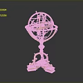 Decorative Golden Armillary Sphere With Intricate Brass Rings And Ornate Pedestal