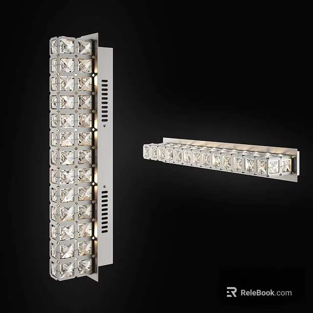 Modern Crystal Wall Light With Chrome Frame And Multiple Clear Crystals 3d model 