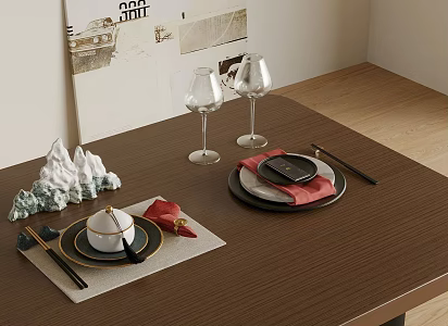 New Chinese Tableware Dinner Plate Dishes Chopsticks 3d model