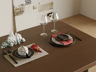 New Chinese Tableware Dinner Plate Dishes Chopsticks 3d model