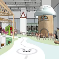 Modern Specialty Store Interior With Wooden Shelves Decorative Plants And Lighting