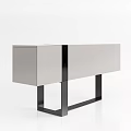 Modern Minimalist Console Table Interior With Vertical Striped Legs And Gray Top 3d model