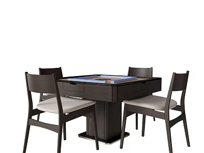 Modern Entertainment Table With Wooden Frame And Comfortable Chairs For Family Game Room 3d model