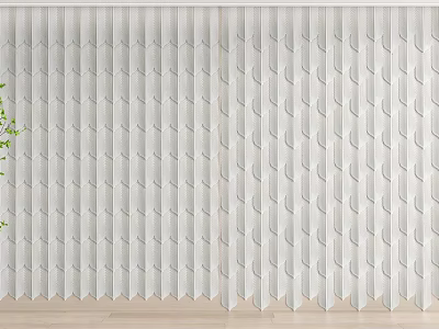 Modern Decorative Wall Design With White Geometric Texture And Wooden Floor Accent 3d model