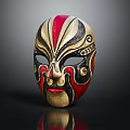 Elegant Traditional Mask in Red Black Gold with Curled Patterns as Fashion Accessory