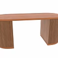 Modern Solid Wooden Dining Table With Vertical Stripes And Curved Legs