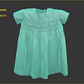 White Dress With Short Sleeves Colorful Neckline Embroidery Pleated Skirt And Star Patterns On Hem
