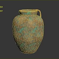 Artistic Sculpture Vase With Orange Copper Green Mottled Texture And Handle Design