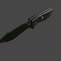 Weapon Knife With Green Blade Worn Marks Black Handle And Metal Rivets