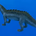 Crocodile Like Aquatic Reptile With Scaly Body Open Mouth And Sharp Teeth On Blue Background