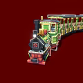 Decorative Vintage Style Train With Green Red Black Color And Illuminated Carriages Lights