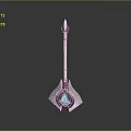 Elegant Fantasy Weapon With Blue Glowing Crystal Top And Reflective Metal Base