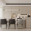 Modern Minimalist Living And Dining Room With Light Colored Wooden Staircase And Built In Cabinets