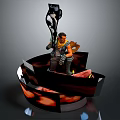 Game Movie Character Male Warrior Holding Flag On Dynamic Fiery Circular Base Design