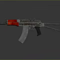 Tactical Assault Rifle With Red Accent Metal Body Magazine Barrel And Stock Design
