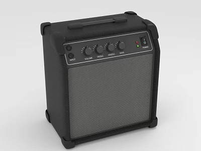 Black Portable Guitar Amplifier With Control Knobs Handle And Textured Surface 3d model