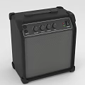 Black Portable Guitar Amplifier With Control Knobs Handle And Textured Surface