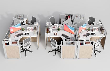 Modern Office Desk and Chair Office Desk and Chair Combination Staff Card Office Supplies 3d model