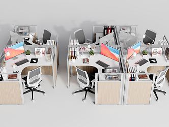 Modern Office Desk and Chair Office Desk and Chair Combination Staff Card Office Supplies 3d model