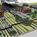 Modern Urban Architecture Scene With High Rise Buildings Plaza And Pedestrians