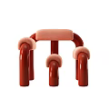 Modern Accent Chair With Pink Upholstered Seat And Curved Wooden Armrests