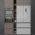Modern Kitchen Sideboard Cabinet With Wooden And Silver Panels Drawers Storage Design