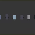 Set Of Different Colored Modern Trolleys Arranged On Dark Background