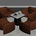 Brown Leather Sofas And White Coffee Table Set With Flowers Magazines On Top And Gray Carpet