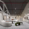 Modern Clothing Store Interior With Hanging Clothes Mirror Display Shelves And Potted Plant