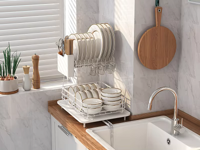 Practical Bathroom Cabinet Rack With Multi Layer Design For Organizing Dishes And Utensils 3d model