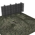 Military Weapon System Featuring Large Grid Structure On Support Frame And Camouflaged Bunker Base