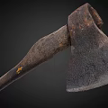Vintage Rusty Axe With Weathered Wooden Handle And Aged Metal Head
