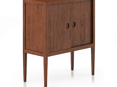 Modern Minimalist Wooden Entryway Side Cabinet with Round Knobs and Slim Legs Design 3d model