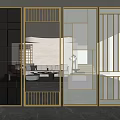 Light Luxury Partition Metal Screen Partition Glass Partition 3d model