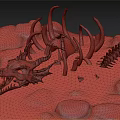 Desert Scene Featuring Dragon Skeleton Red Tent And Bone Remains