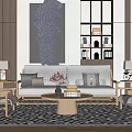 New Chinese Sofa Coffee Table Combination 3d model