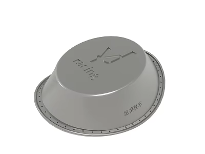 Silver Colored Circular Metal Object With Rating And M Logo 3d model