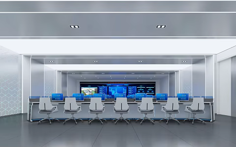 Control room of command center 3d model