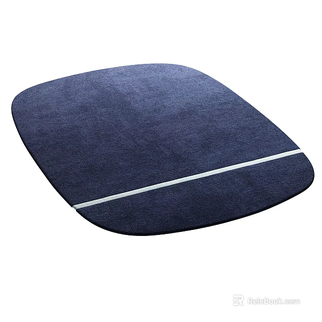 Dark Blue Stylish Carpet With White Horizontal Stripe For Home Decor 3d model 