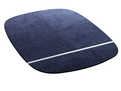 Dark Blue Stylish Carpet With White Horizontal Stripe For Home Decor 3d model