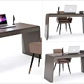 Modern Home Office Desk Setup With Laptop Table Lamp Chair And Stacked Books