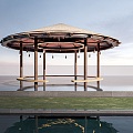 landscape pavilion thatched pavilion wood structure pavilion pavilion 3d model