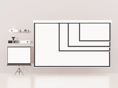 Modern Projection Surveillance System With Projector Screen And Security Cameras Indoor 3d model