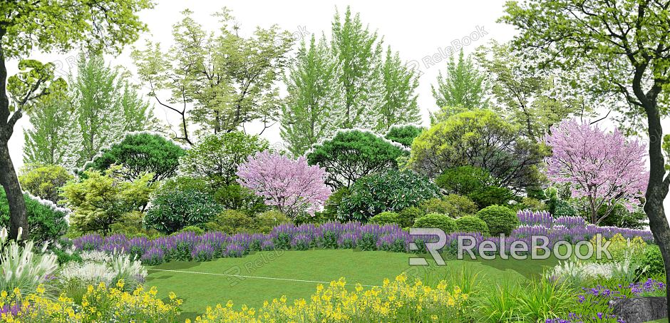 Modern Plant Landscape Plant Combination Flower Border Plant Group Road Greening Arbor model