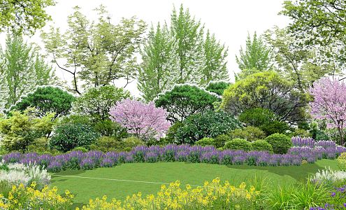 Modern Plant Landscape Plant Combination Flower Border Plant Group Road Greening Arbor 3d model