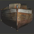 Traditional Wooden Boat With Vintage Design Storage Compartments And Weathered Brown Wood