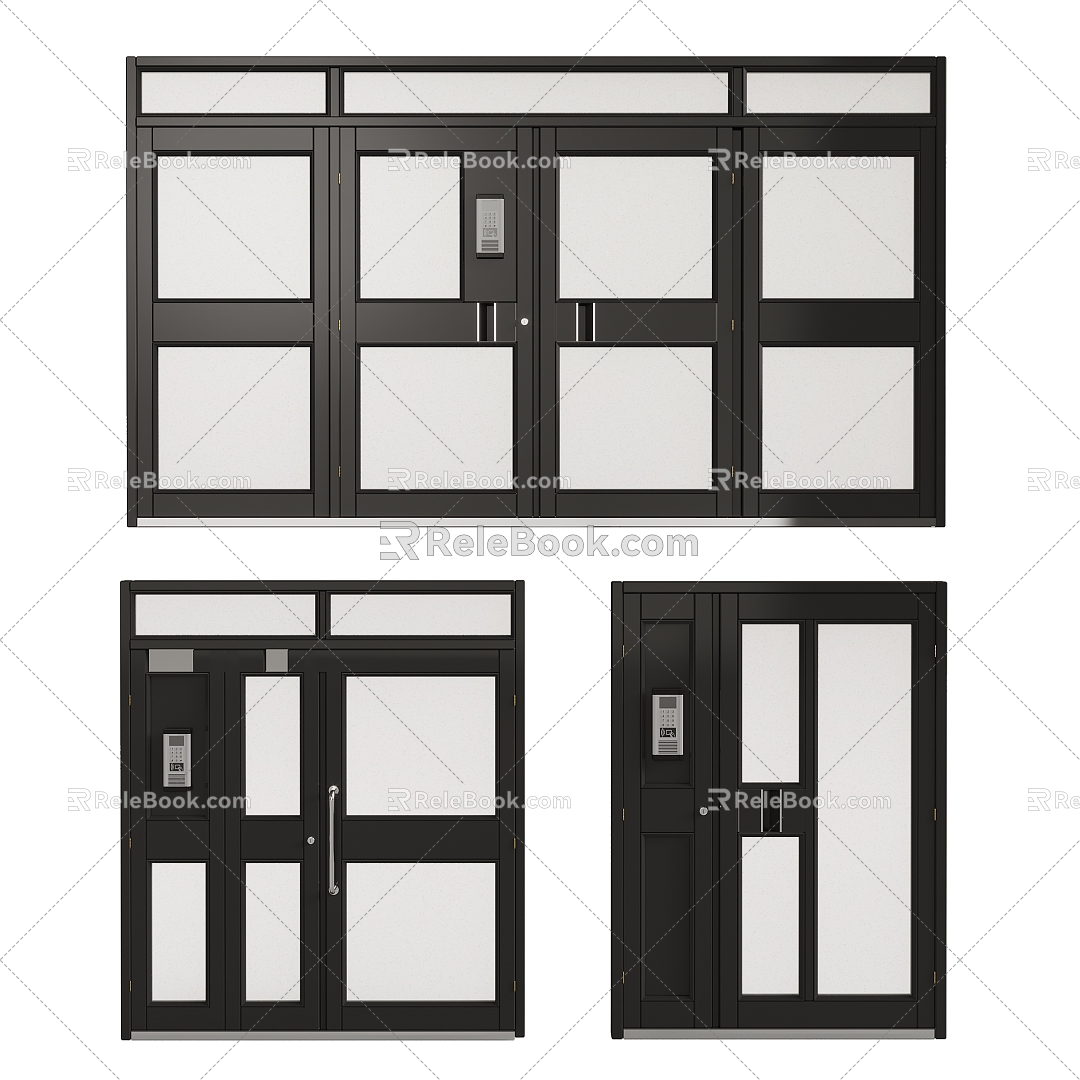 Modern aluminum alloy double door mother door KFC door glass double door 3d model