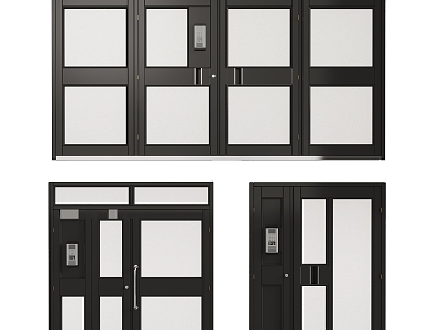 Modern aluminum alloy double door mother door KFC door glass double door 3d model